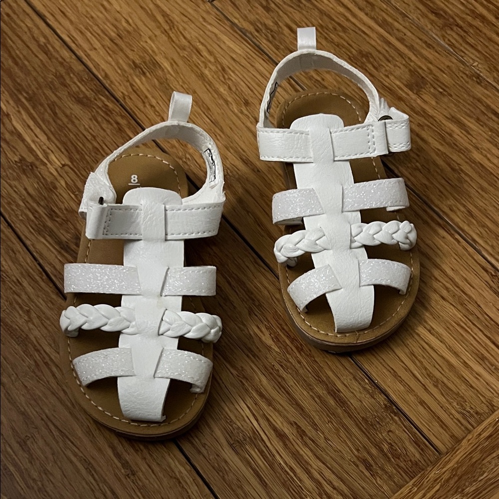 Like New-Size 8 Carter's White Braided Kids Sandals
